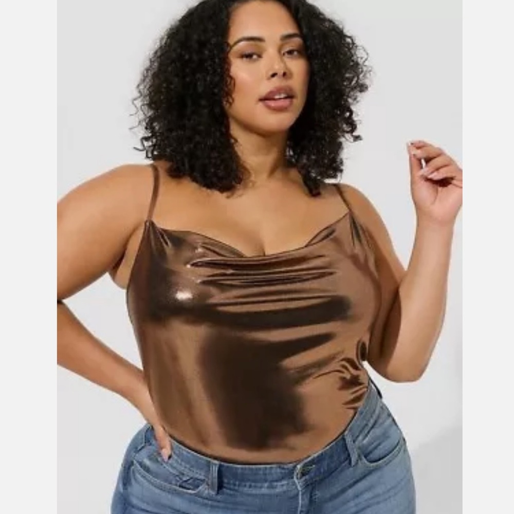 Torrid metallic bronze cowl neck cami